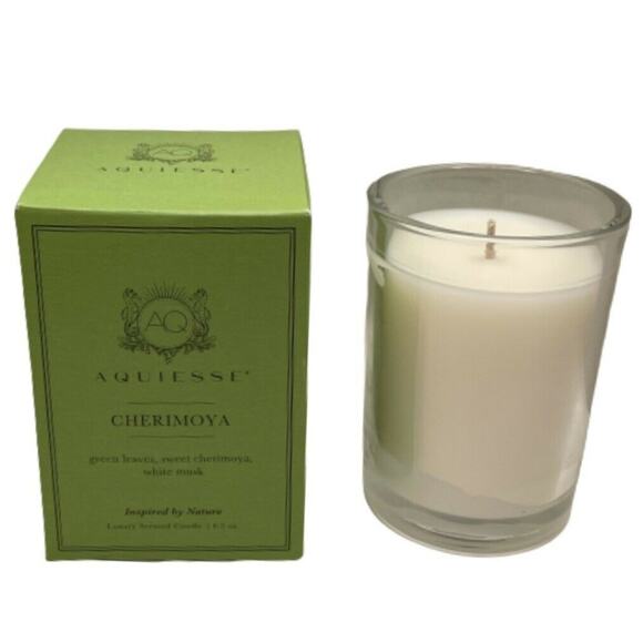 Aquiesse Cherimoya Green Leaves Sweet Cherimoya White Musk Luxury Candle 6.5oz - Picture 1 of 3